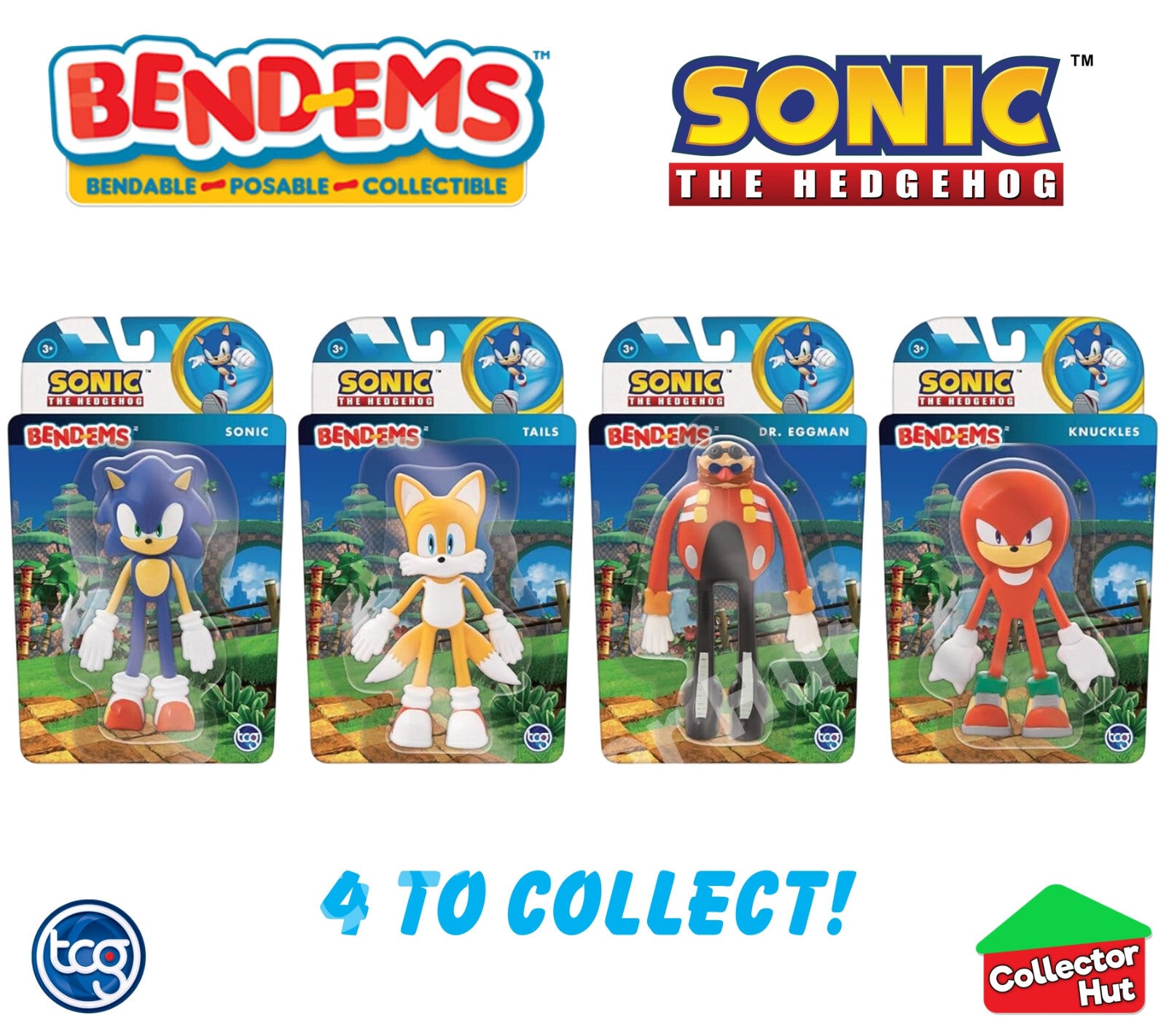 Sonic the Hedgehog Bend-Ems Bendable Popsable Action Figures