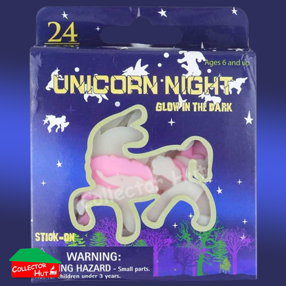 Glow in the Dark Plastic Stickers Dinosaurs Unicorns Stars Pink White Blue Green