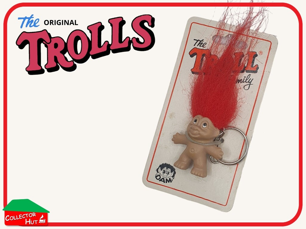 Trolls Original Thomas Dam Vintage 1989 1.5" Key Ring Dolls Model No. 501
