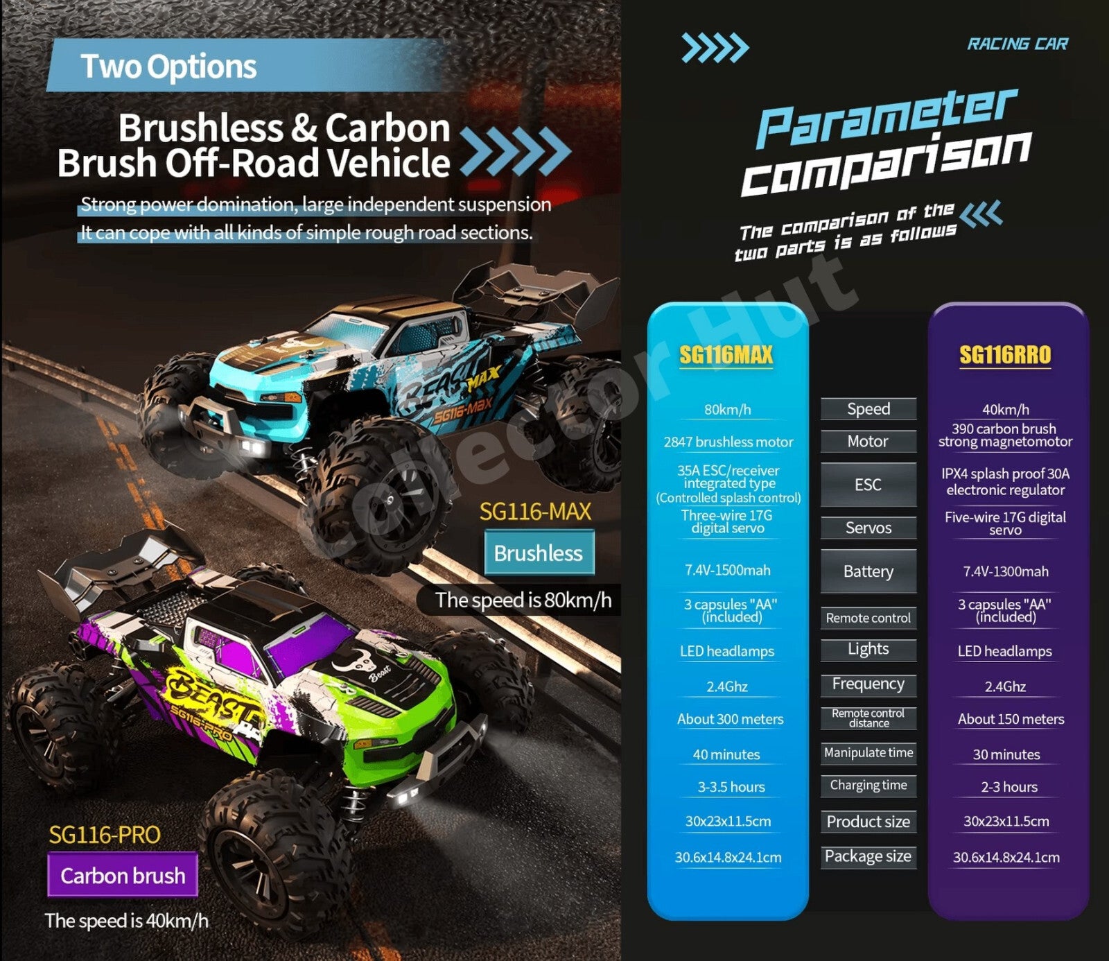 ZLL SG116 Beast Pro / Max High Speed Off Road RC Dirt Buggy 40-80kmH