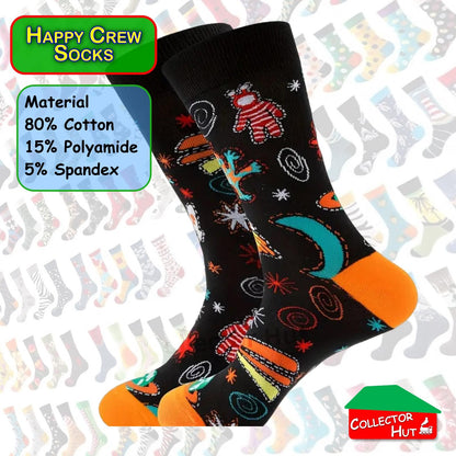 Happy Crew Socks Novelty Breathable Anti-Odour Men's Unisex UK 9-11 EU 43-46