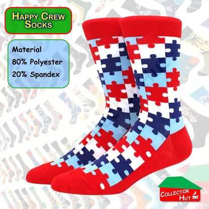 Happy Crew Socks Novelty Breathable Anti-Odour Men's Unisex UK 6-8.5 EU 39-42