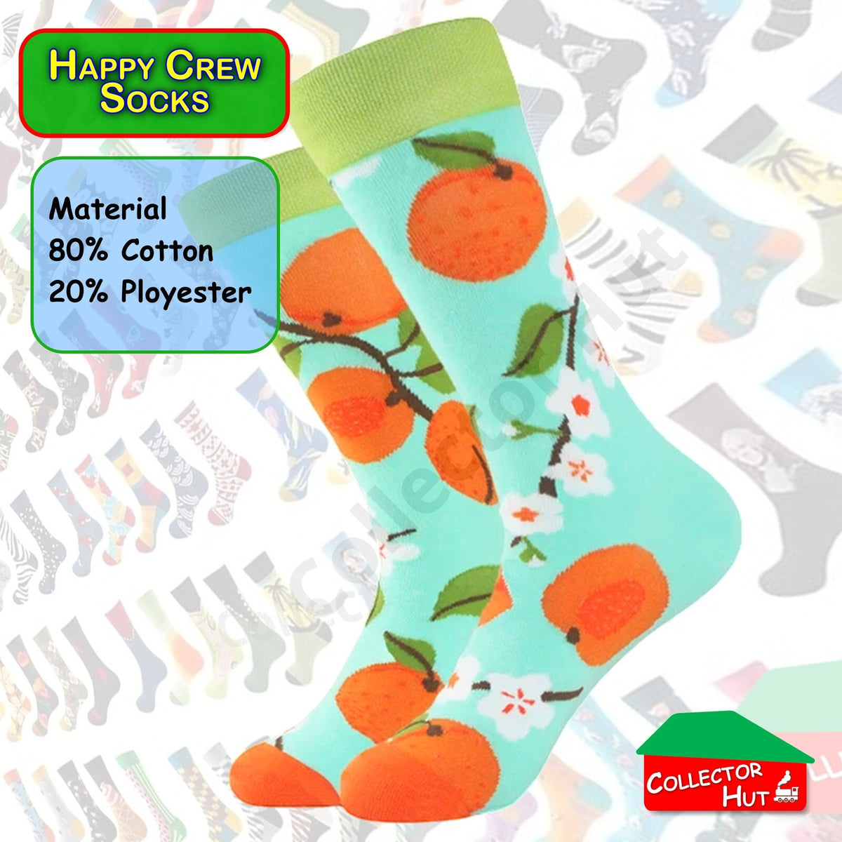Happy Crew Socks Novelty Breathable Anti-Odour Men's Unisex UK 6-8.5 EU 39-42