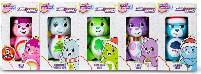 Micro Teenies Care Bears Holiday 5 Pack Treasure Box Miniature Plush Toys