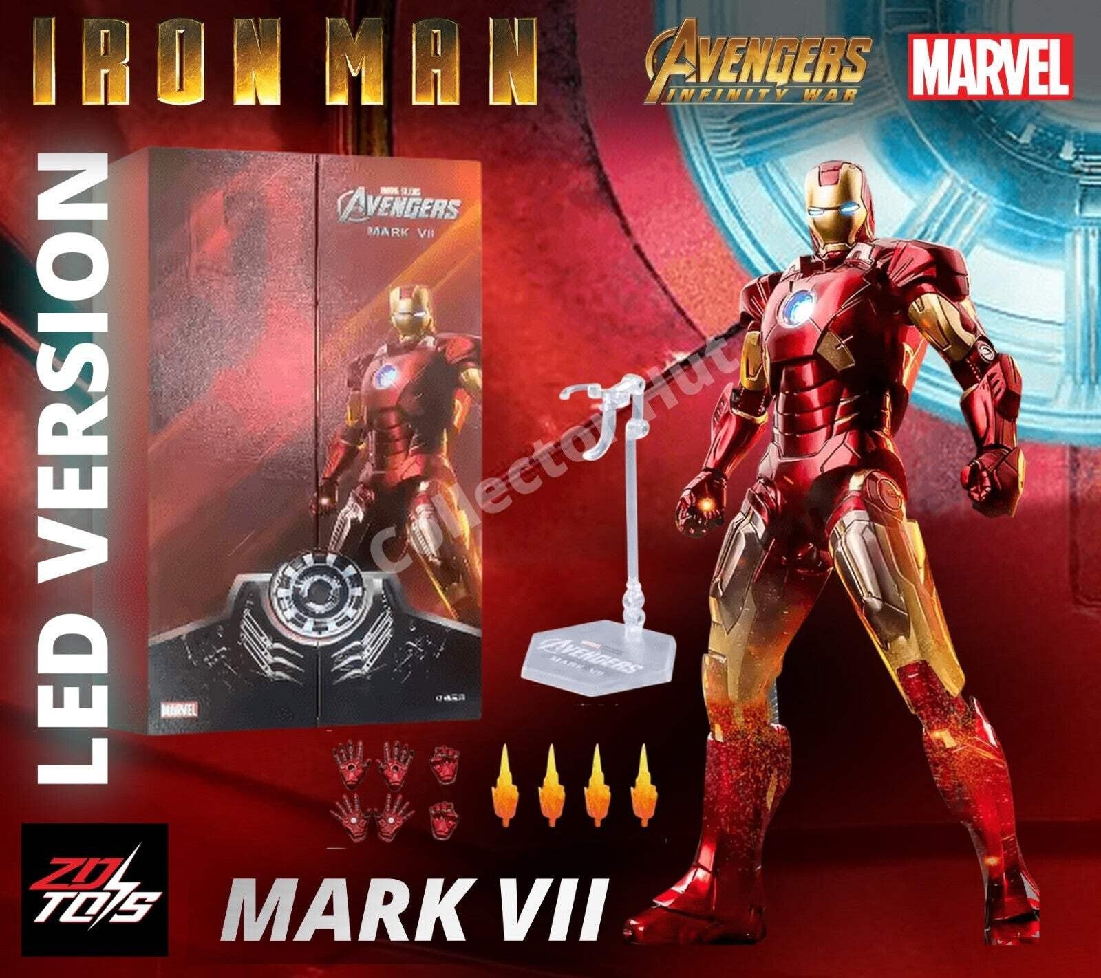 Iron Man Action Figures 1:10 Scale ZD Toys Wave 3 LED Marvel Avengers Infinity S