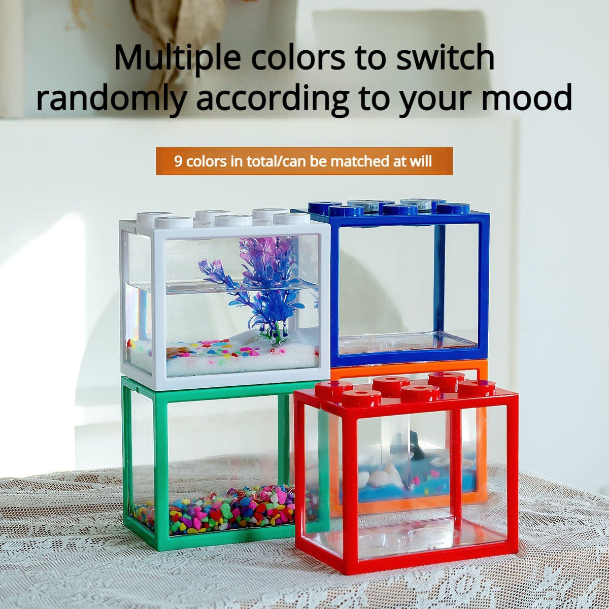 Mini Fish Tank Stackable Building Block Sea Monkey Habitat 1400ml 15x13x10cm