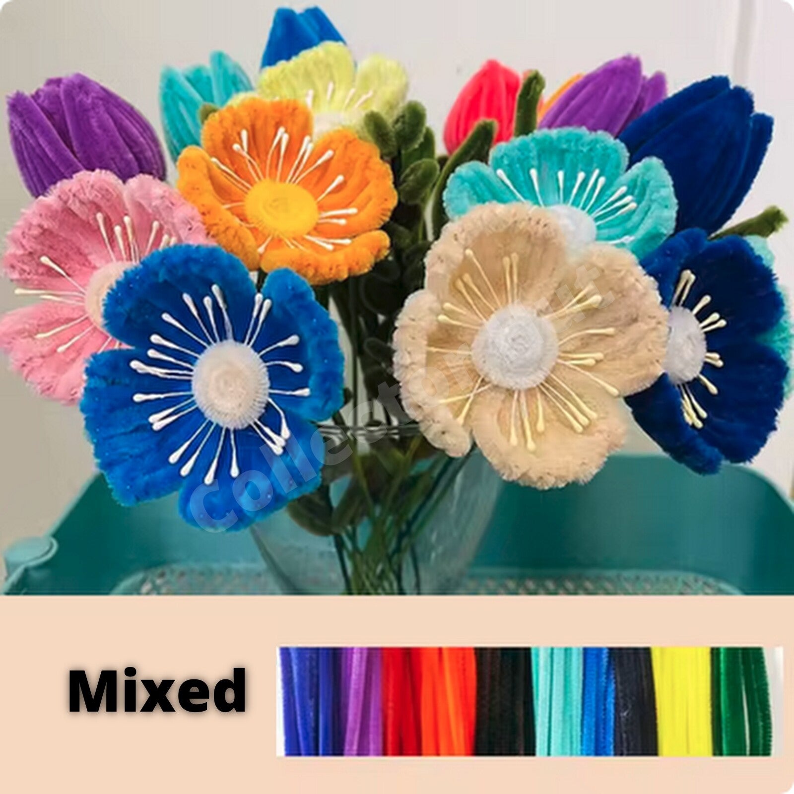 Chenille Craft Stems Pipe Cleaners 20pcs 30cm x 6mm Long Flexible Craft Supplies