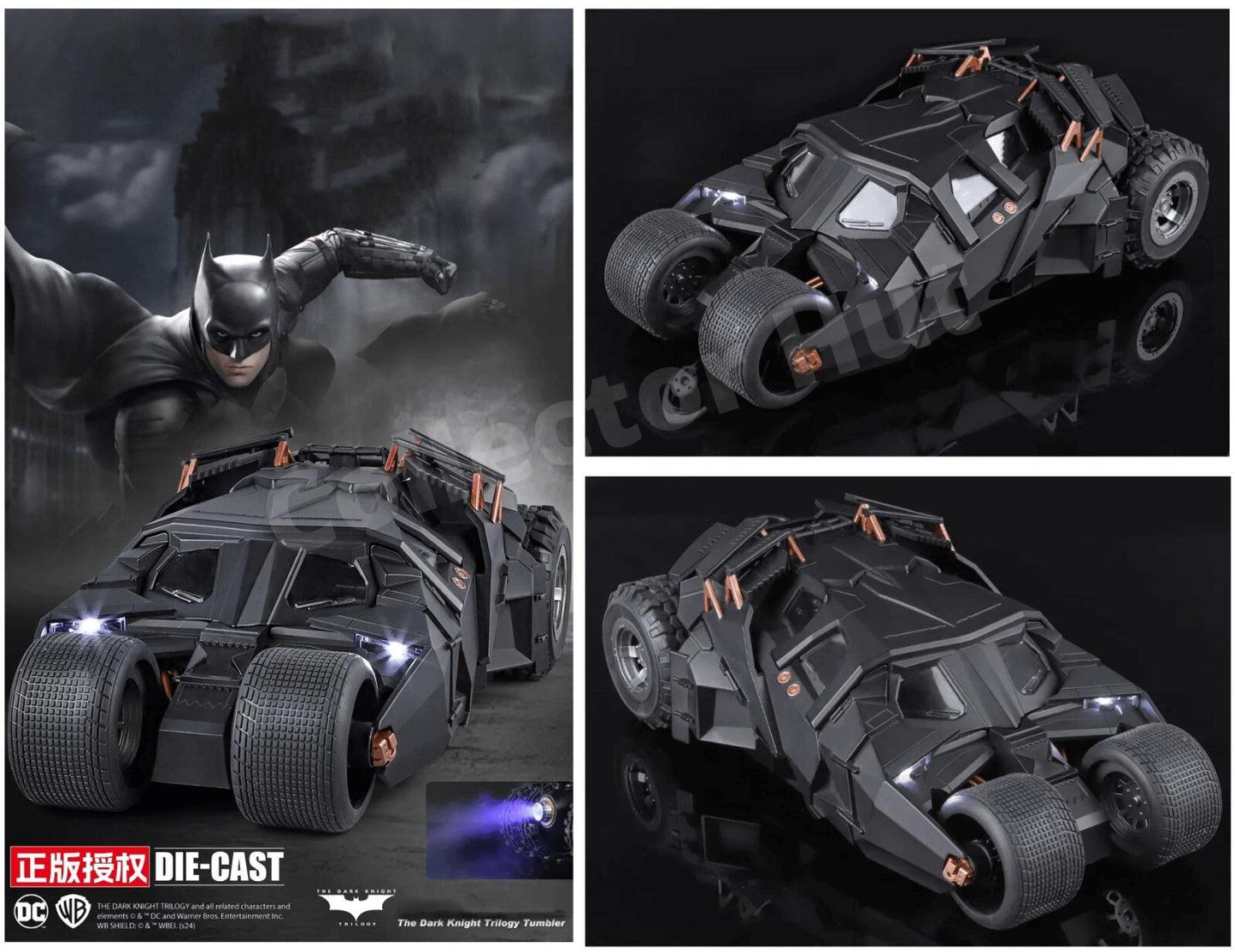Batmobile 1:18 Die Cast Models 1989 Burton and 2012 Tumbler QY Toys