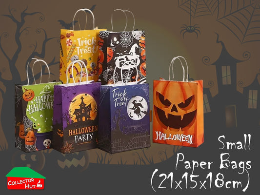 Halloween Bags Novelty Trick or Treat (21x15x8cm) 6 Pack Paper Disposable