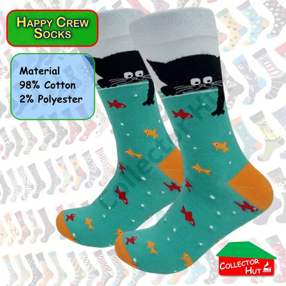 Happy Crew Socks Novelty Breathable Anti-Odour Men's Unisex UK 6-8.5 EU 39-42