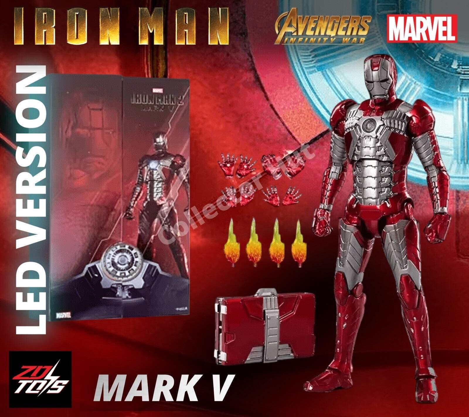 Iron Man Action Figures 1:10 Scale ZD Toys Wave 3 LED Marvel Avengers Infinity S