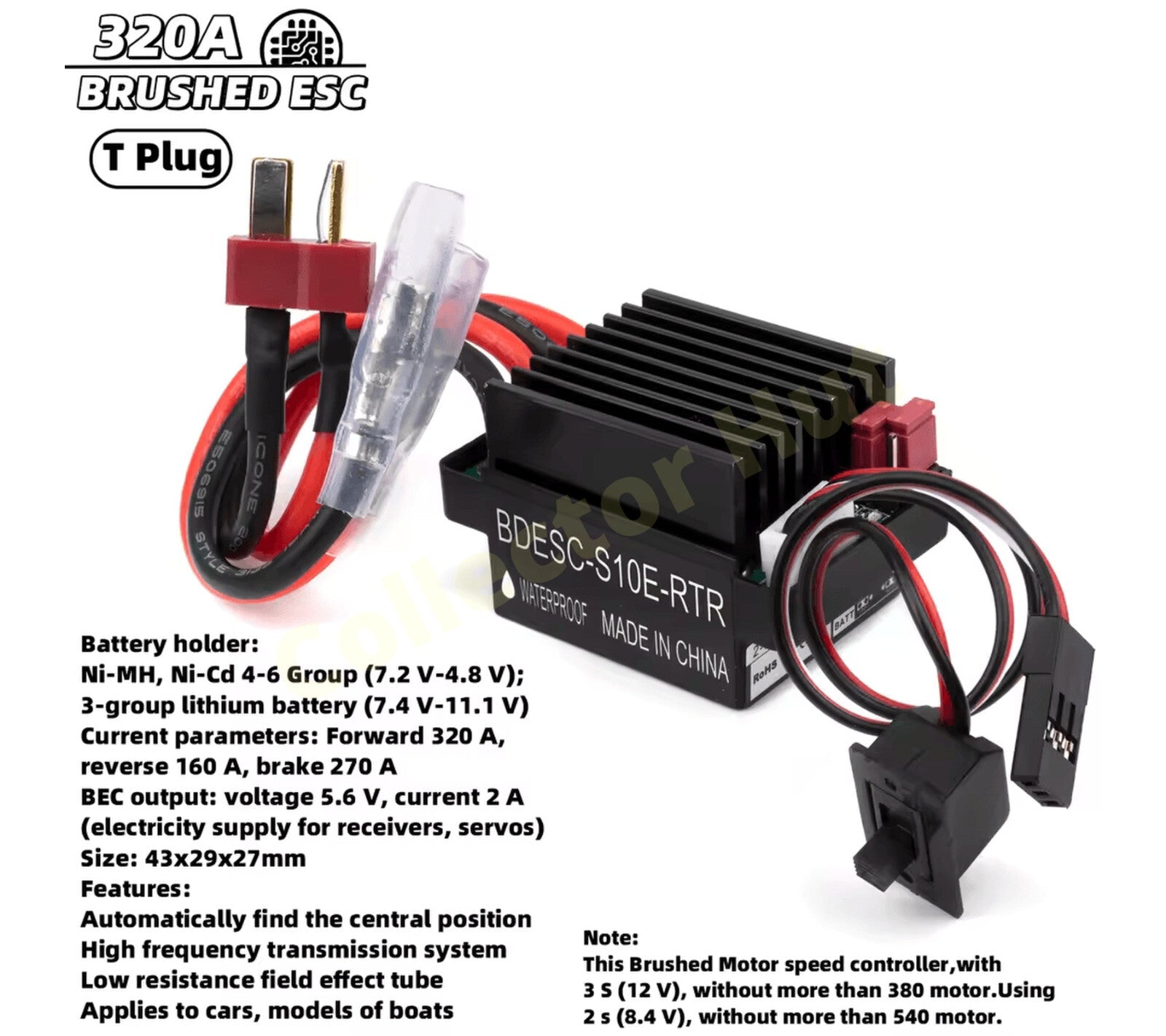 TLTAN 550 RC Motor ESC Module Titan Compatible 2S 3S 60A 320A 6.4V 7.4V 11.1V