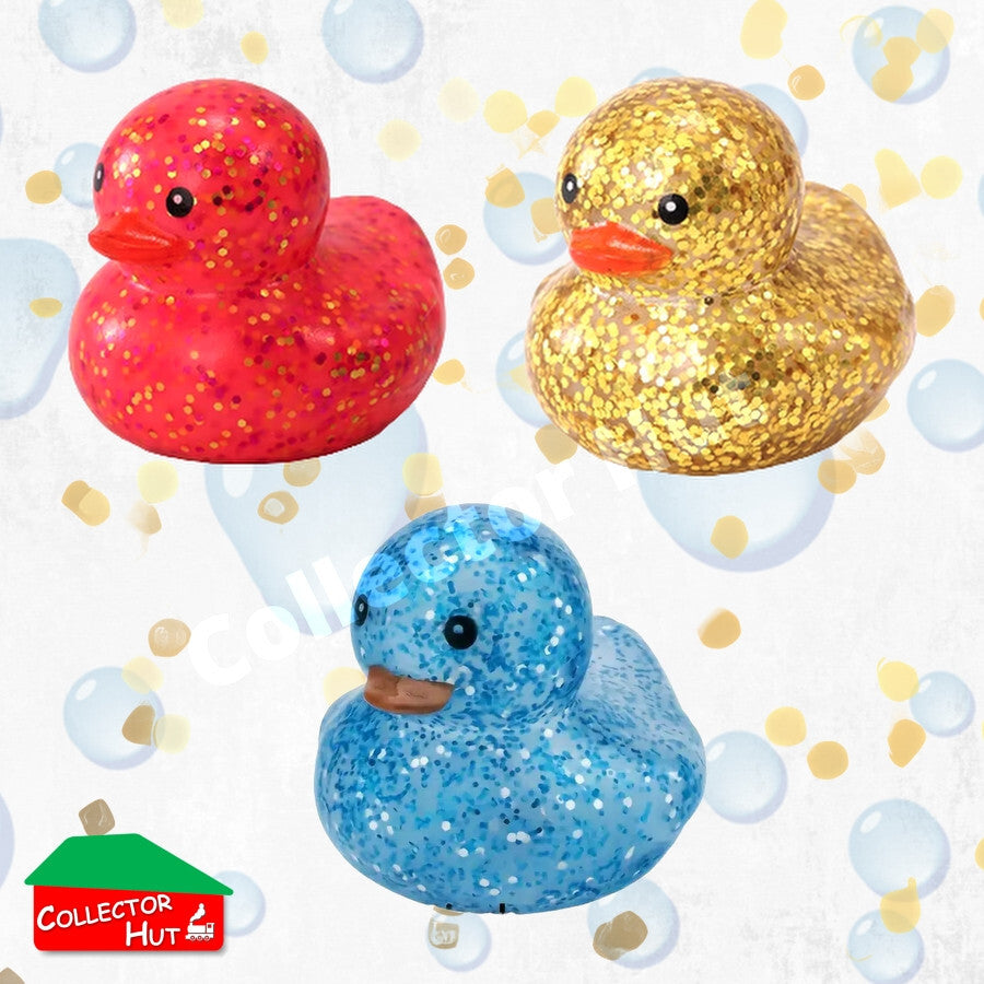 Novelty Rubber Ducks GLITTER 5cm Assorted Characters Designs