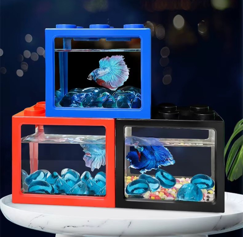 Mini Fish Tank Stackable Building Block Sea Monkey Habitat 500ml 12x10x8cm