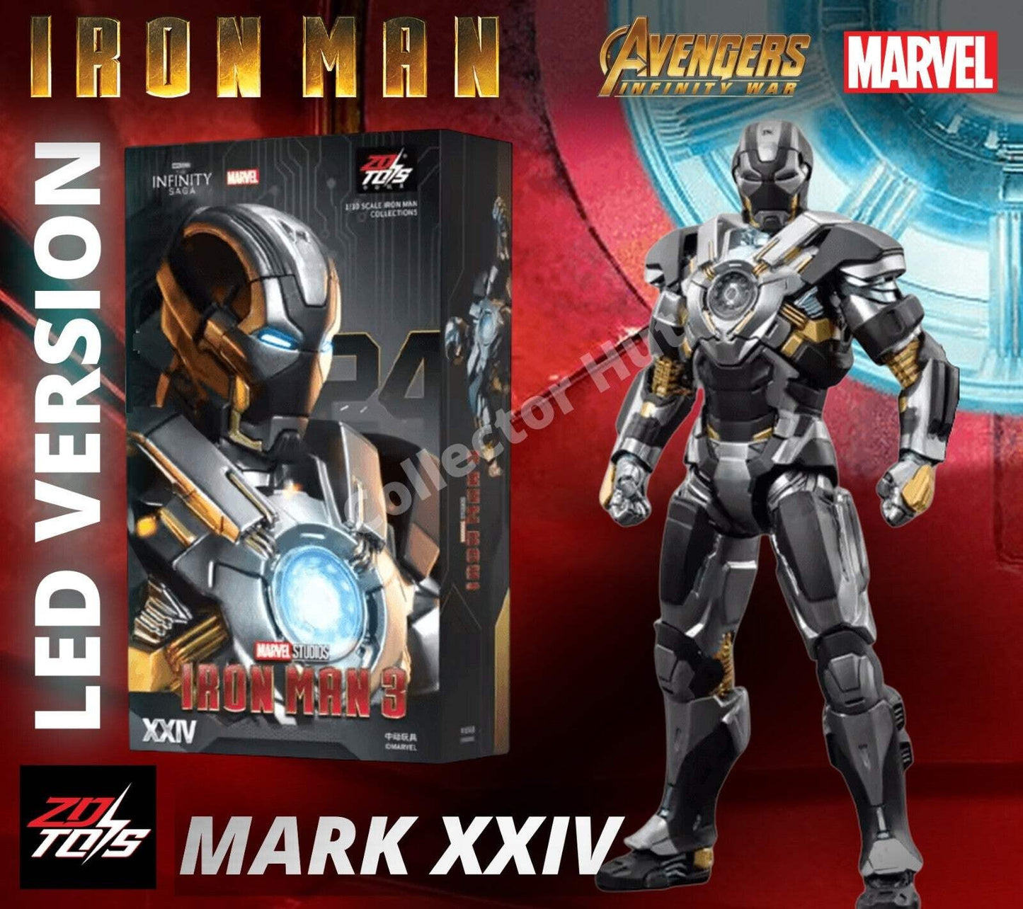 Iron Man Action Figures 1:10 Scale ZD Toys Wave 3 LED Marvel Avengers Infinity S