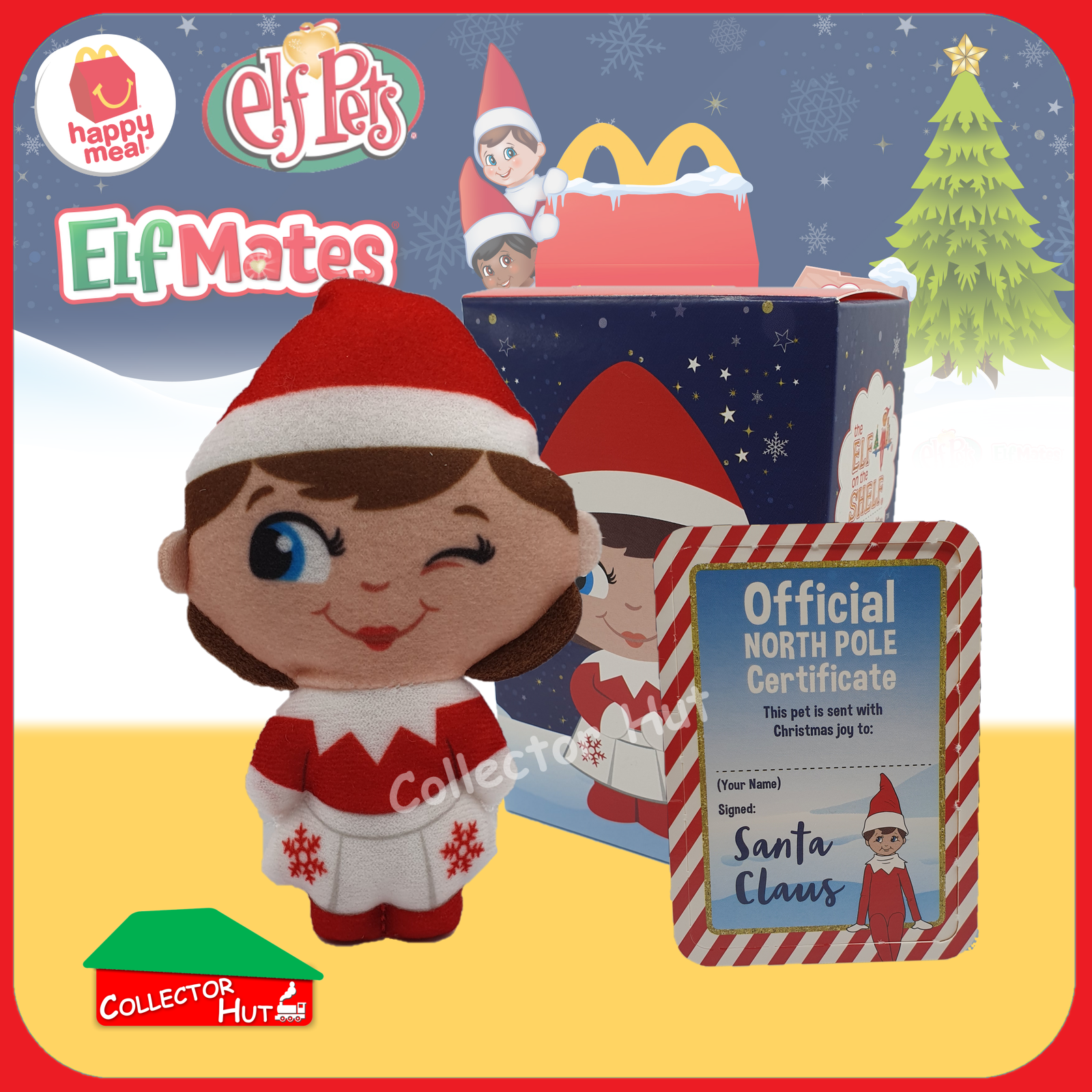 McDonald's Happy Meal 2022 Christmas Elf on the Shelf Plush Toys
