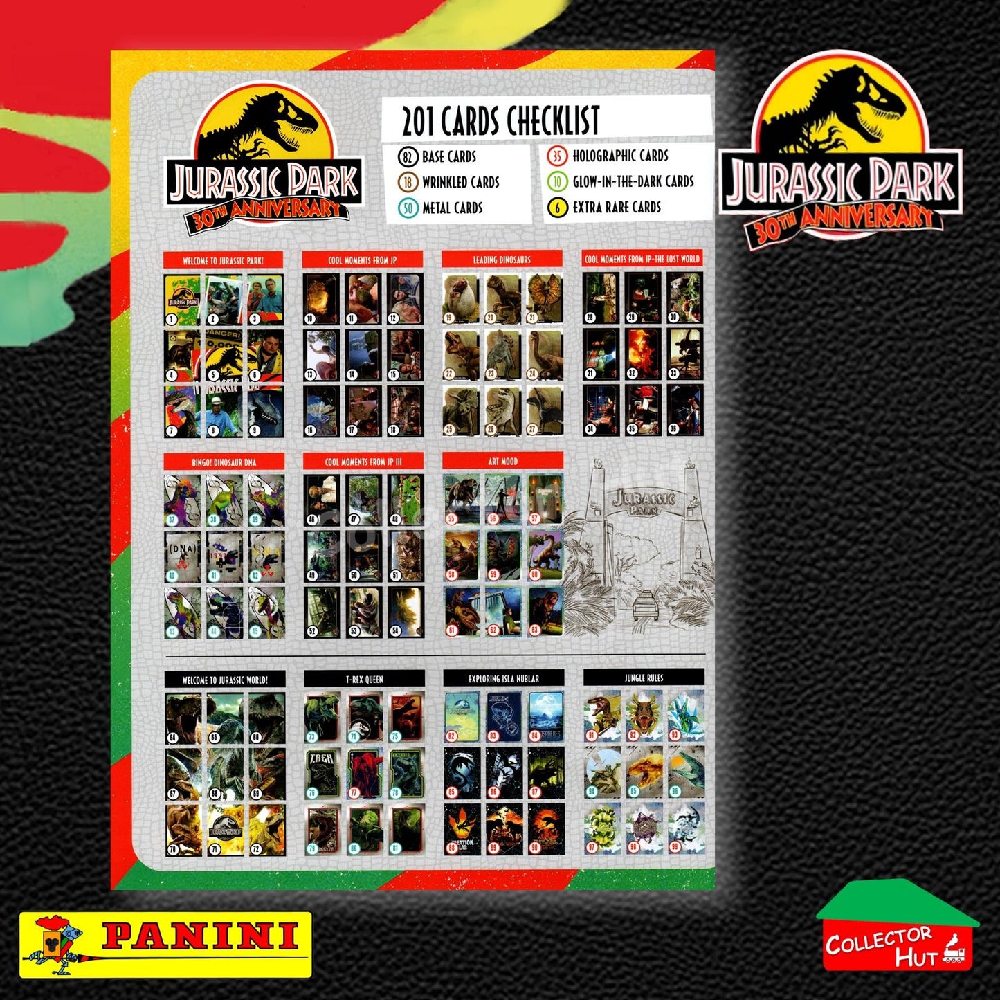 Jurassic World 30th Anniversary Trading Card Collection BASE CARDS #1-195