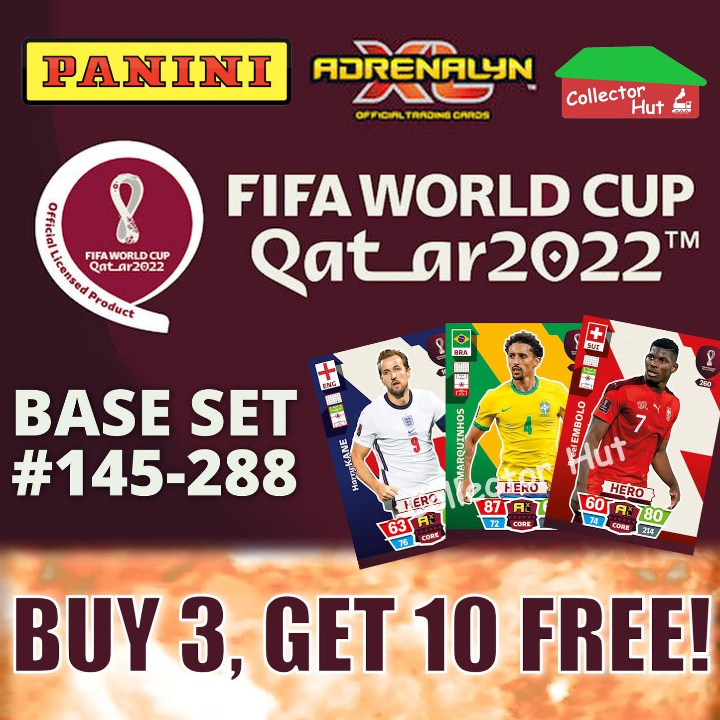 Panini Adrenalyn XL Qatar World Cup 2022 Trading Cards BASE SET #145-288