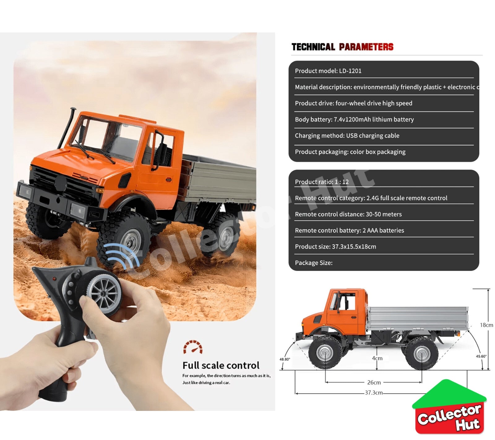 LDR LD1201 RC Truck Off Road Crawler High Spec 1:12 Scale 2.4Ghz 4WD