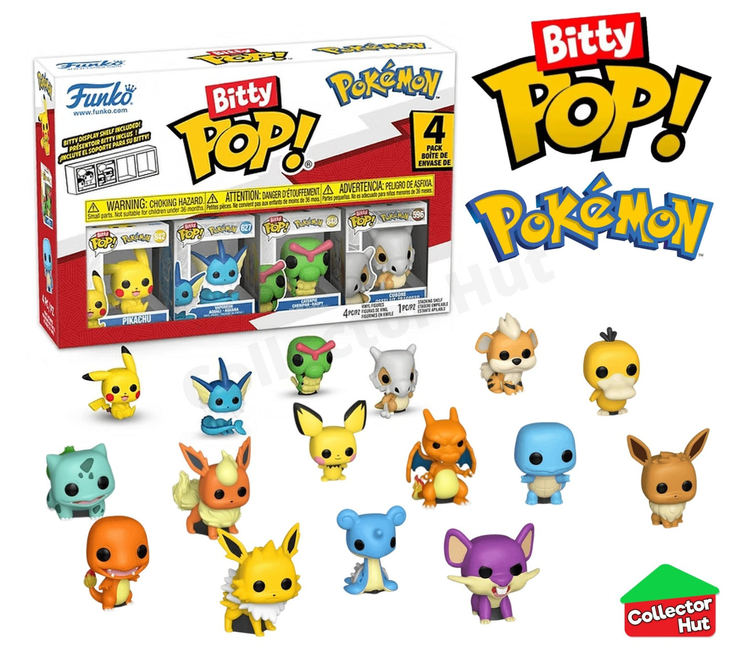 Pokemon Bitty Pop! 4-Pack Pikachu Bulbasaur Charmander Squirtle