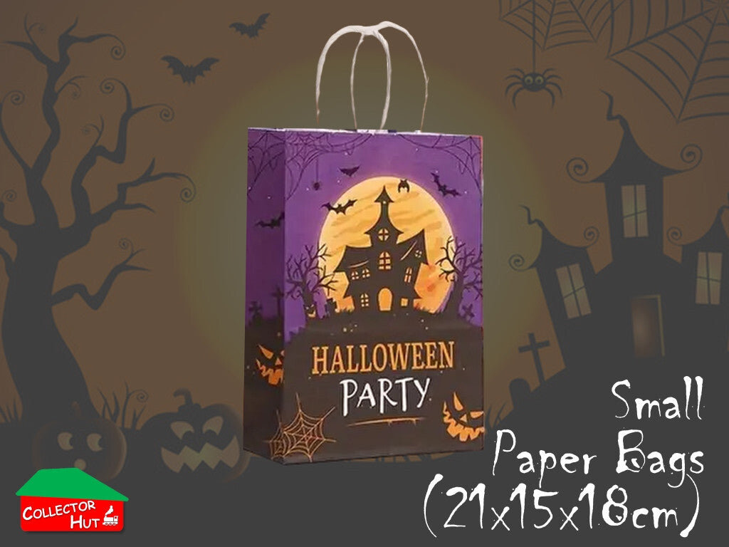 Halloween Bags Novelty Trick or Treat (21x15x8cm) 6 Pack Paper Disposable