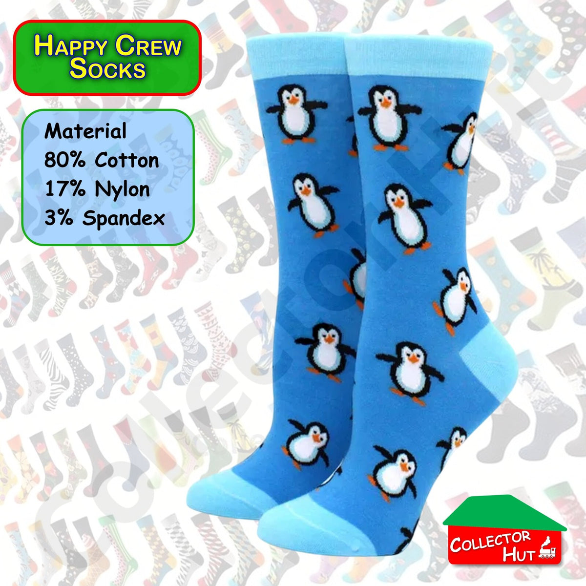 Happy Crew Socks Novelty Breathable Anti-Odour Men's Unisex UK 6-8.5 EU 39-42