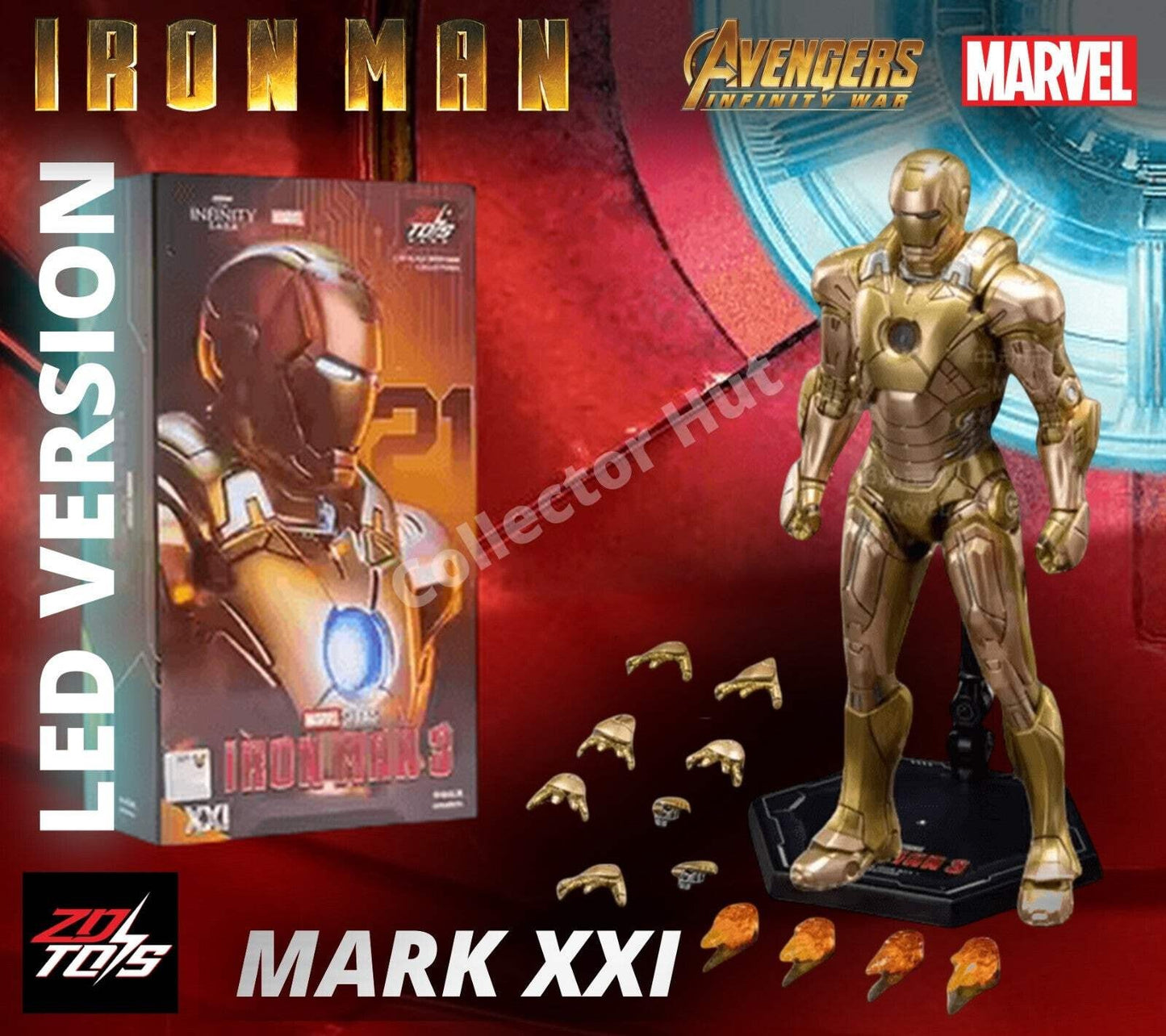 Iron Man Action Figures 1:10 Scale ZD Toys Wave 3 LED Marvel Avengers Infinity S