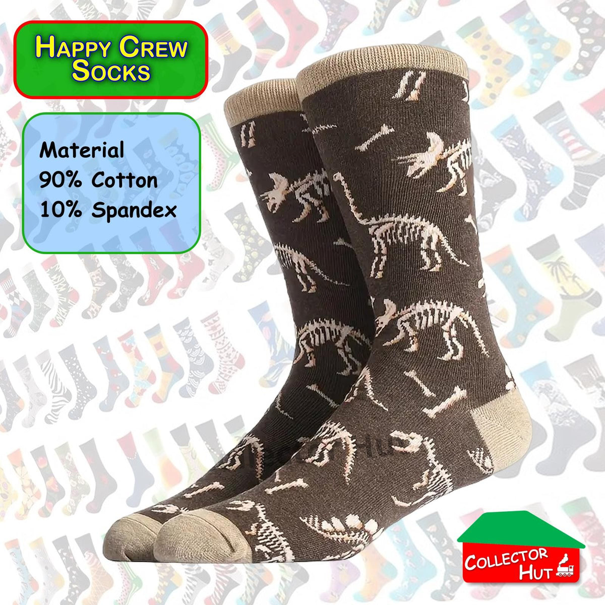 Happy Crew Socks Novelty Breathable Anti-Odour Men's Unisex UK 9-11 EU 43-46