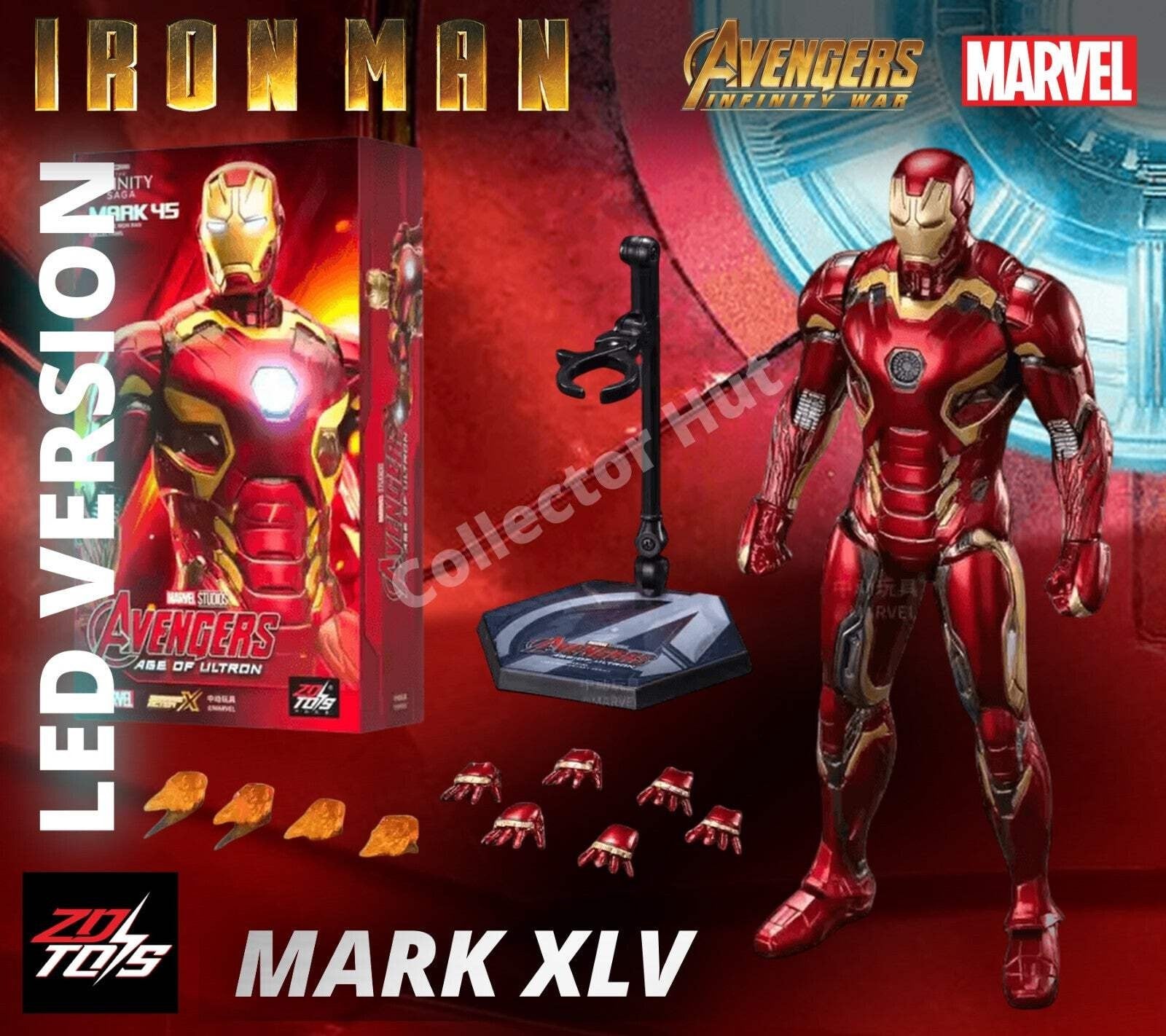 Iron Man Action Figures 1:10 Scale ZD Toys Wave 3 LED Marvel Avengers Infinity S