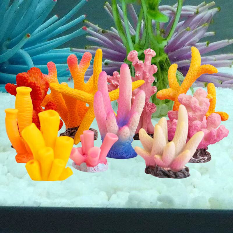 Mini Aquarium Medium Decorations Natural Coral Plants