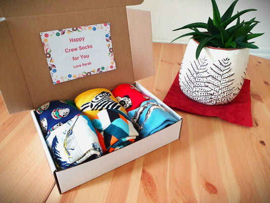 CHRISTMAS SOCKS Cotton Blend Anti-Odor Unisex Crew Socks CUSTOM Gift Set