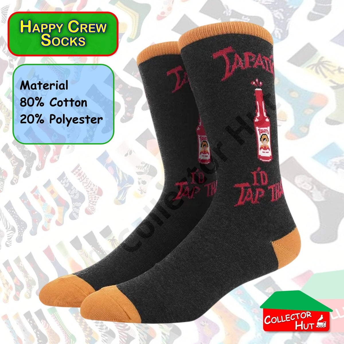 Happy Crew Socks Novelty Breathable Anti-Odour Men's Unisex UK 9-11 EU 43-46