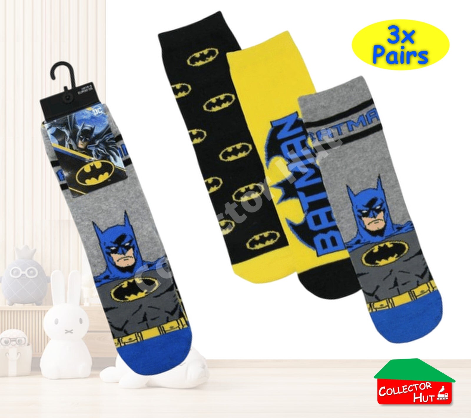 Children's Novelty Ankle Socks 3 Pack Pairs Peppa Pig Superman Paw Patrol Barbie