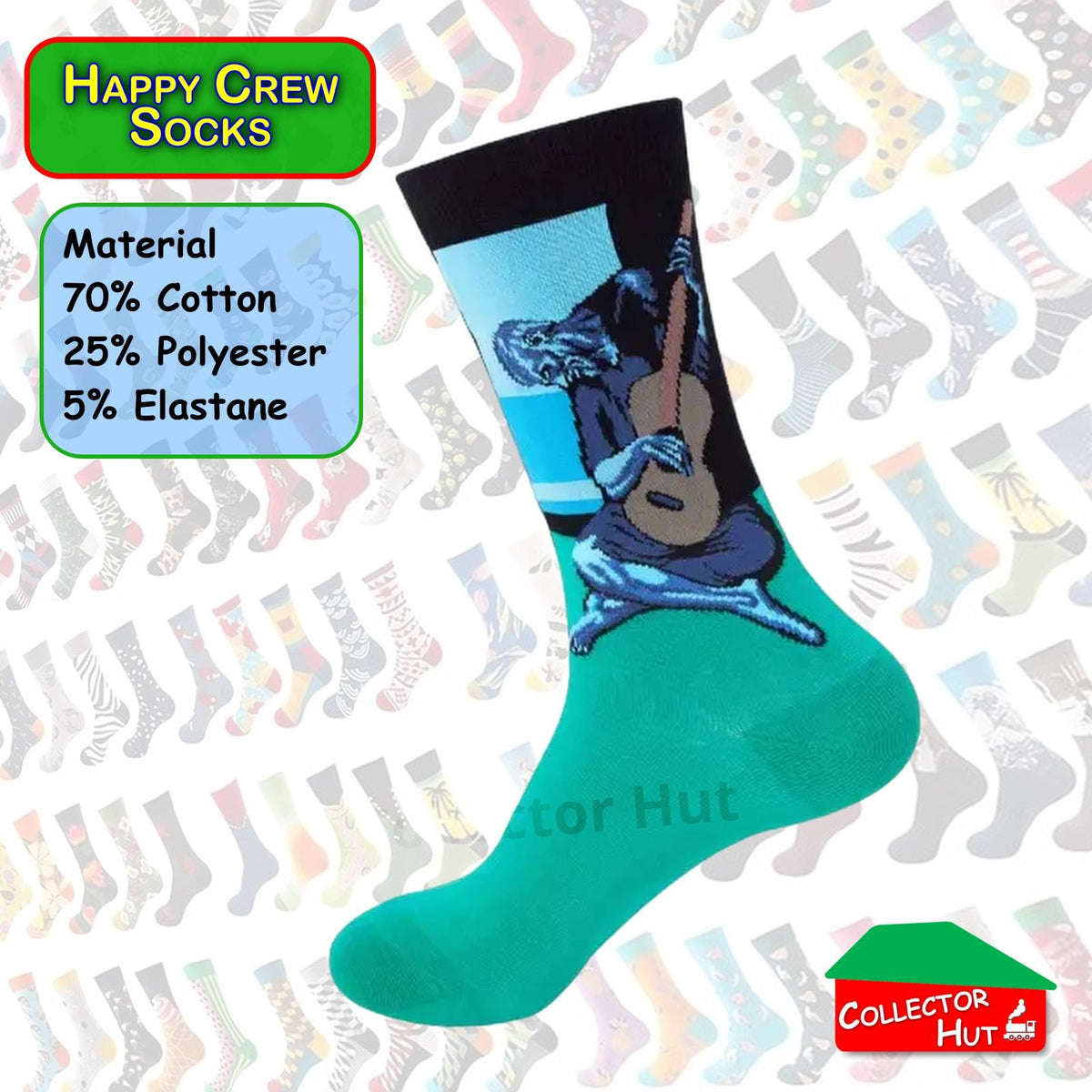 Happy Crew Socks Novelty Breathable Anti-Odour Men's Unisex UK 6-8.5 EU 39-42
