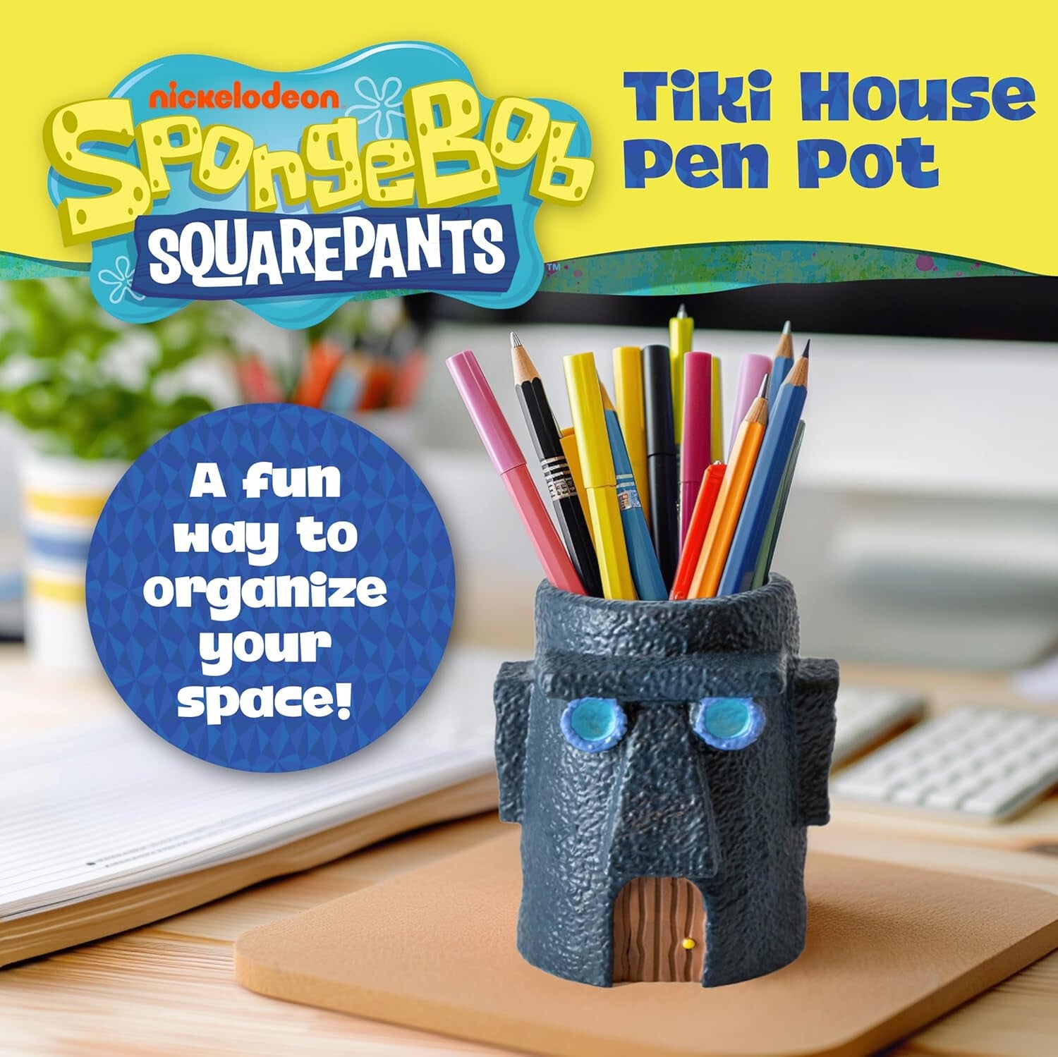 Spongebob Squarepants Pen & Pencil Holder Desk Tidy Licensed Blue Sky