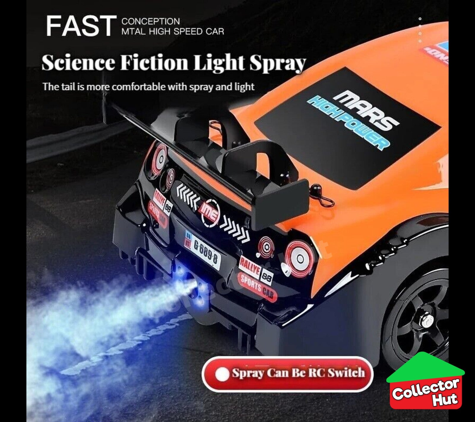 Drift RC Car 1:16 Scale High Speed LED Lights Smoke Effect 4WD 2.4Ghz GIFT BOXED