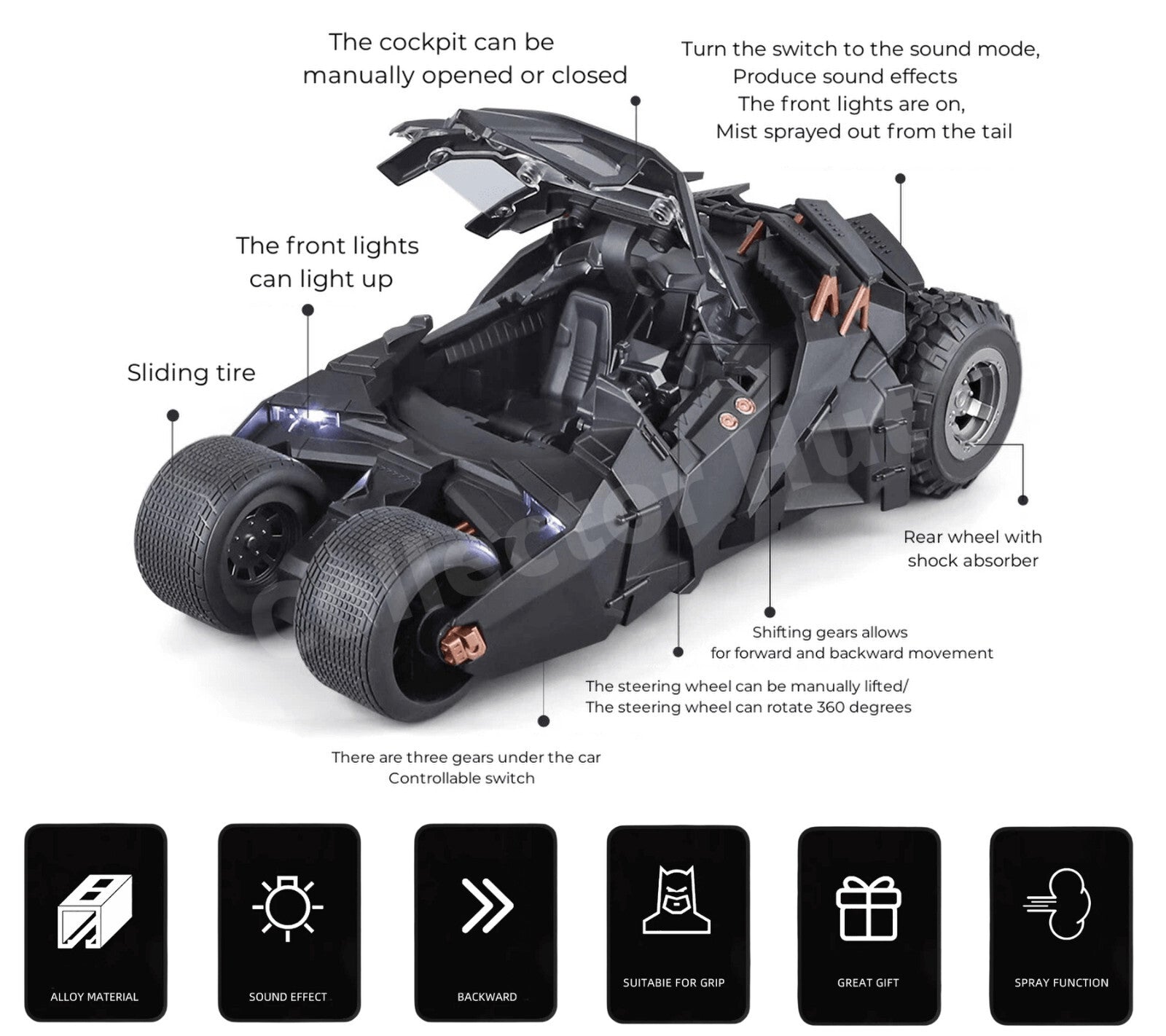 Batmobile 1:18 Die Cast Models 1989 Burton and 2012 Tumbler QY Toys