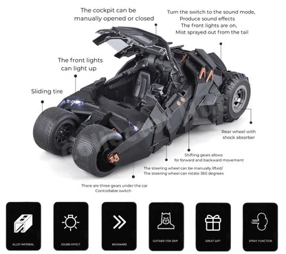 Batmobile 1:18 Die Cast Models 1989 Burton and 2012 Tumbler QY Toys