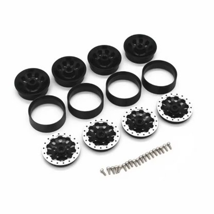 RC Model Wheels Tyres 5mm Hub 68mm x 24mm 59g ALLOY BEADLOCK 4pcs Set MN82 MN99