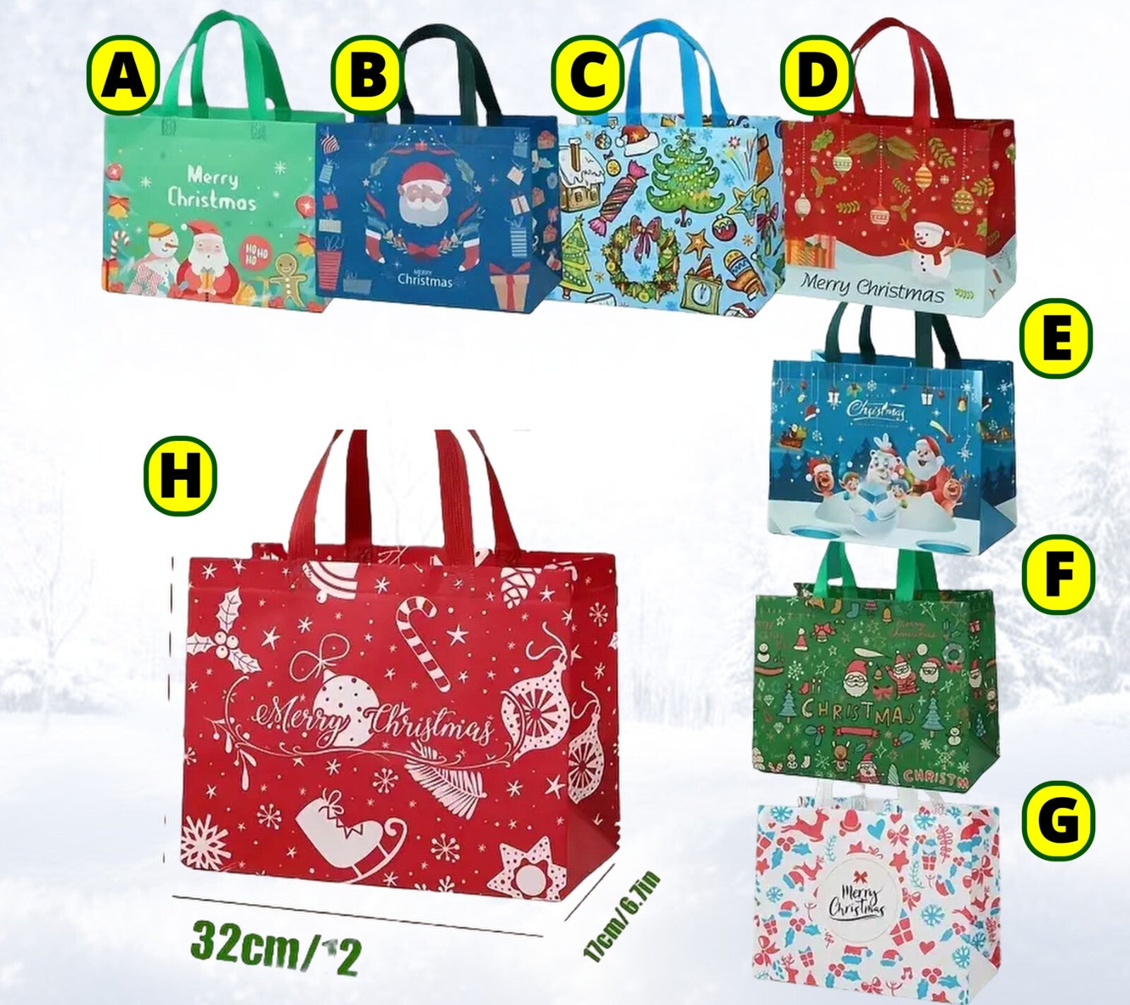 Christmas Novelty Tote Gift Bags Fabric Choose a Pattern
