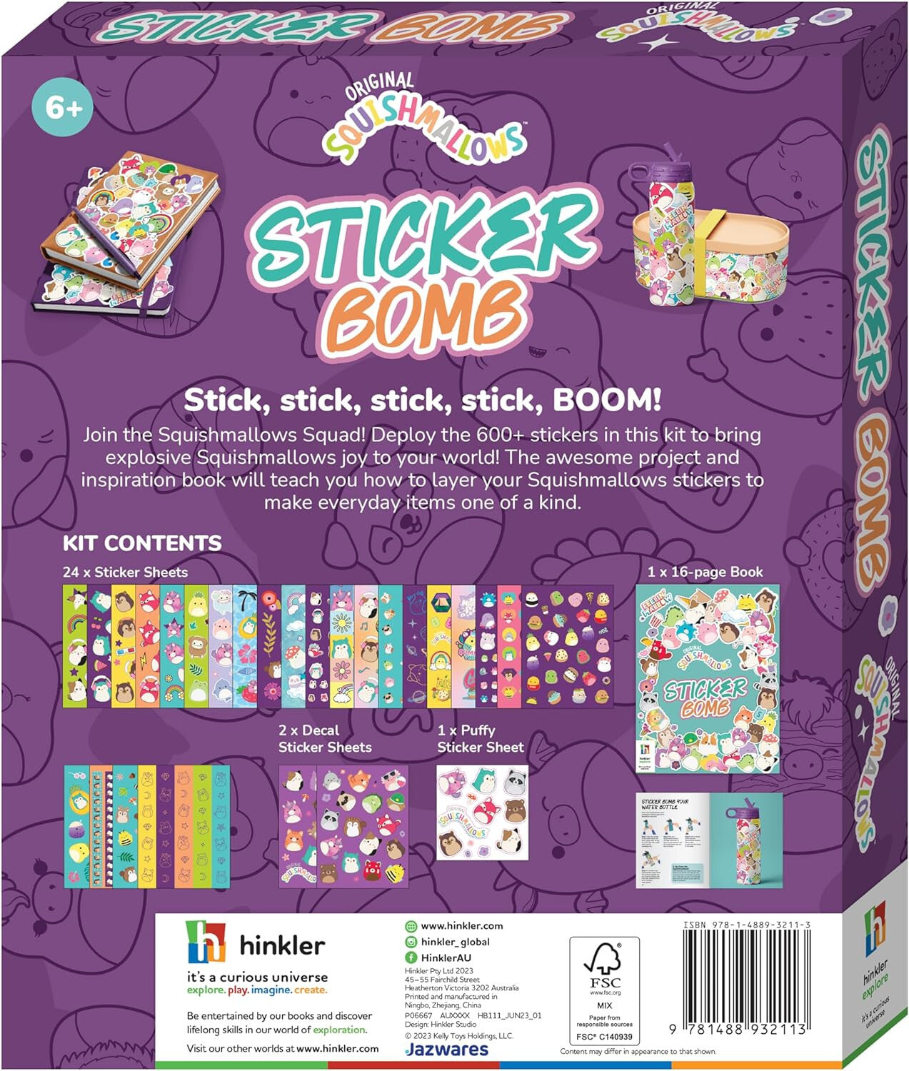 Original Squishmallows Sticker Bomb Activity Kit 600+ Stickers & Book Ages 6+