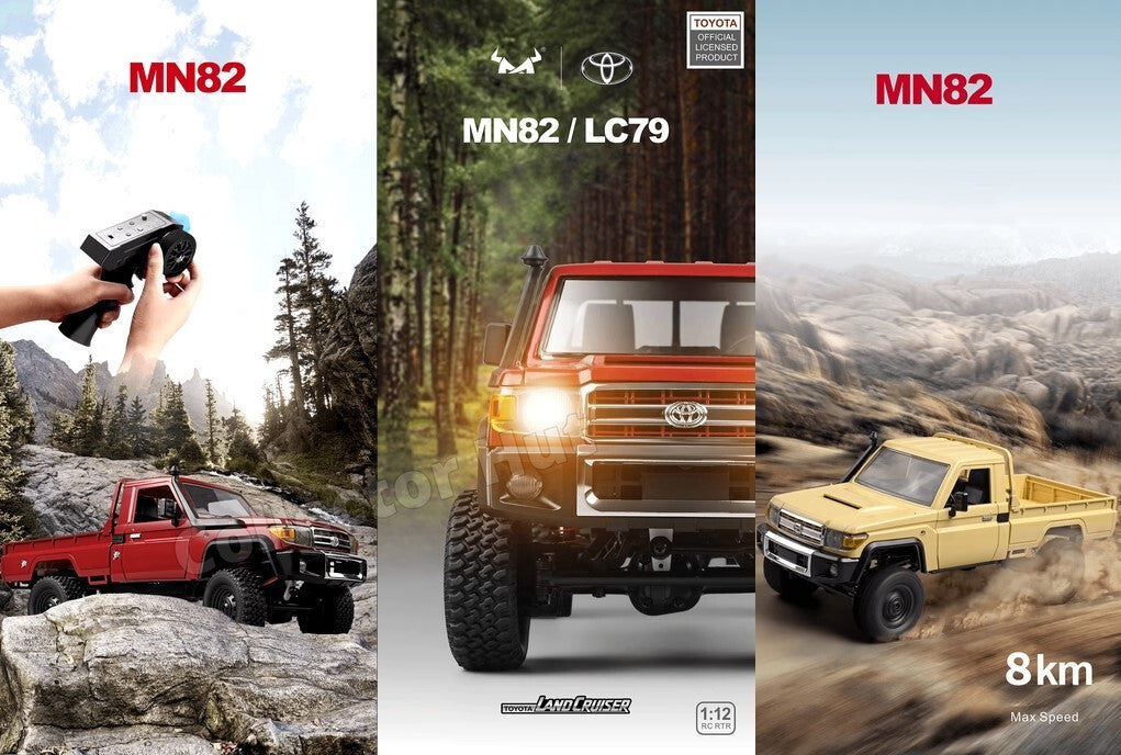 MN82 RC Pickup Truck Classic Toyota LC79 Rock Crawler 4WD 1:12 Scale Upgradable