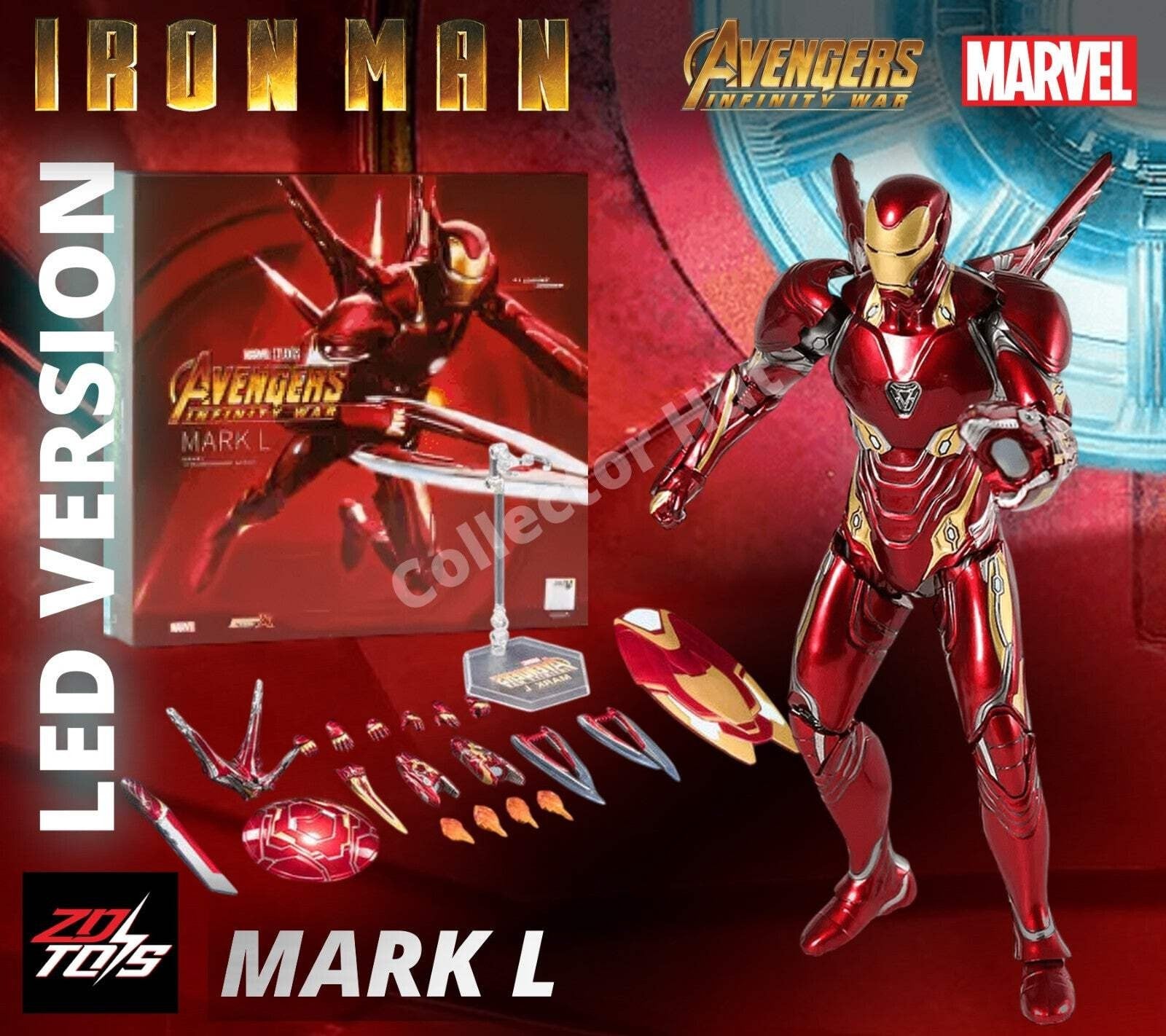 Iron Man Action Figures 1:10 Scale ZD Toys Wave 3 LED Marvel Avengers Infinity S
