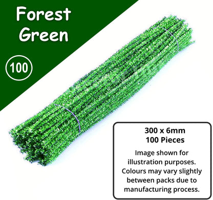 Chenille Craft Stems Pipe Cleaners GLITTER CHRISTMAS 100pcs 30cm x 6mm