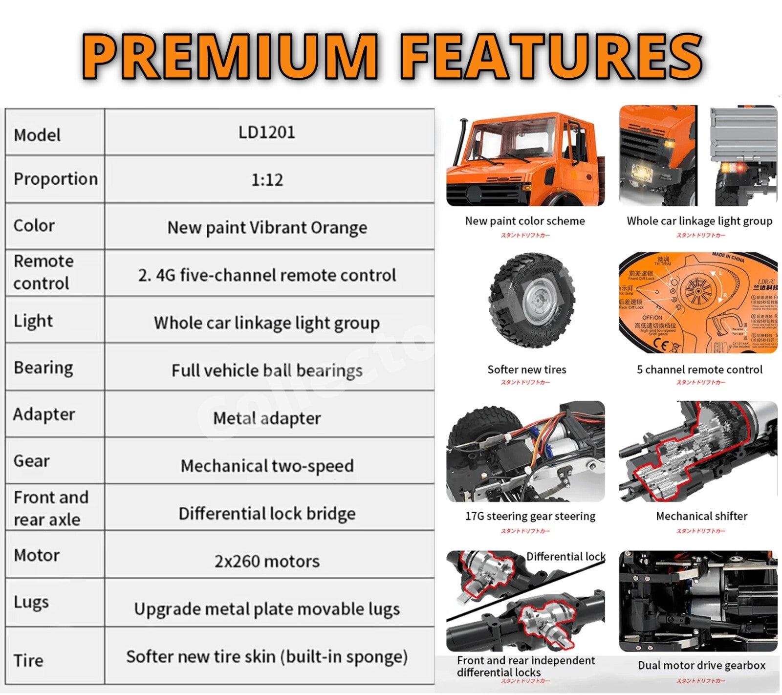 LDR LD1201 RC Truck Off Road Crawler High Spec 1:12 Scale 2.4Ghz 4WD