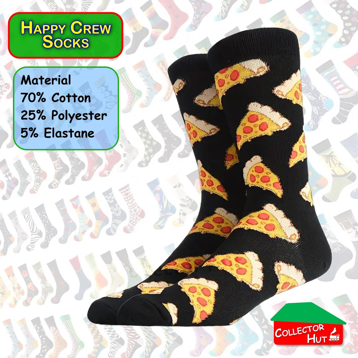 Happy Crew Socks Novelty Breathable Anti-Odour Men's Unisex UK 6-8.5 EU 39-42