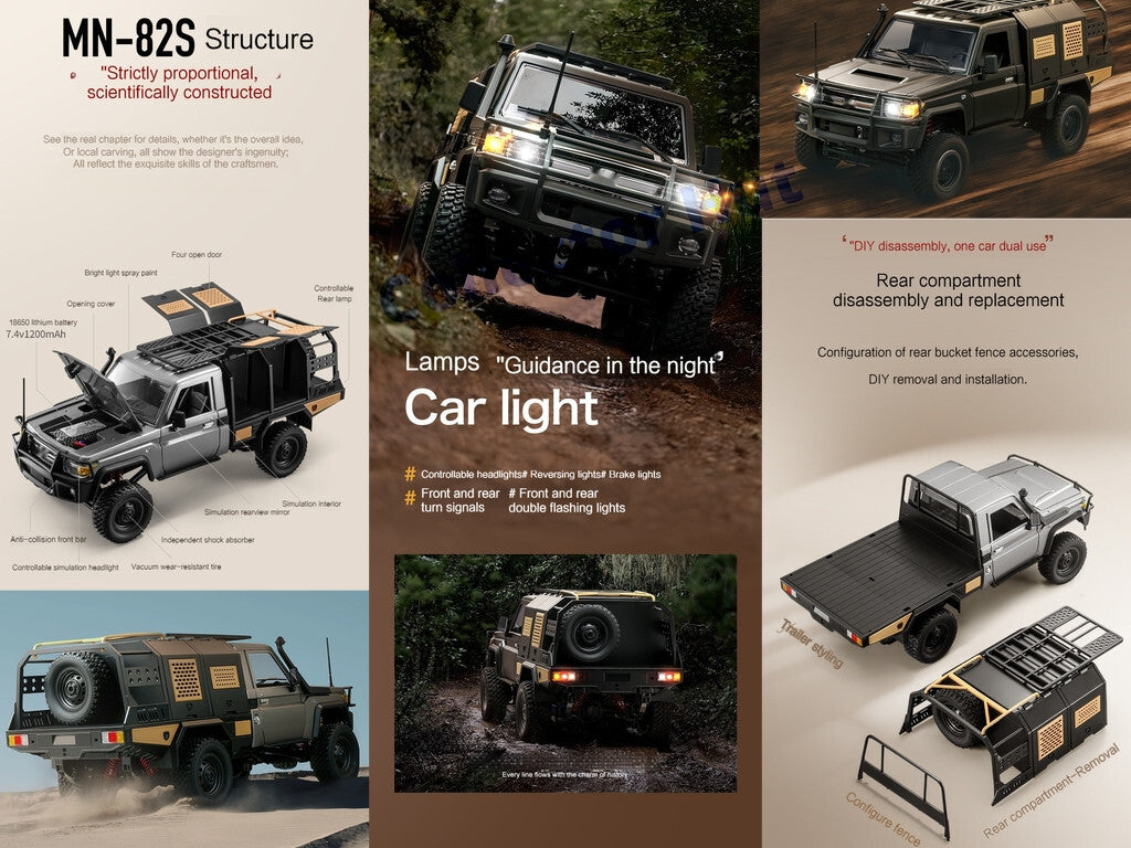 MN82 RC Pickup Truck Classic Toyota LC79 Rock Crawler 4WD 1:12 Scale Upgradable