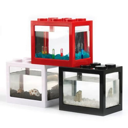 Mini Fish Tank Stackable Building Block Sea Monkey Habitat 500ml 12x10x8cm