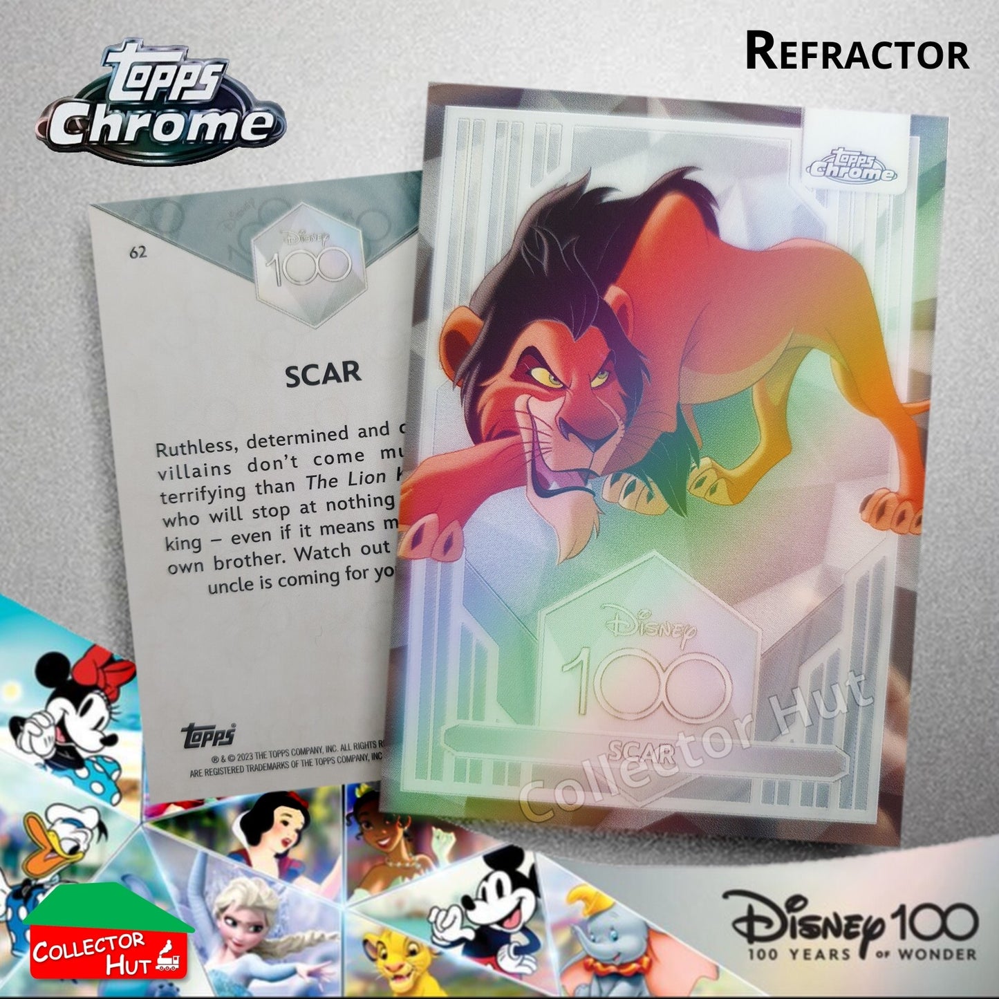 Disney 100 Topps Chrome 2023 REFRACTOR Cards 1-100 Pick Singles