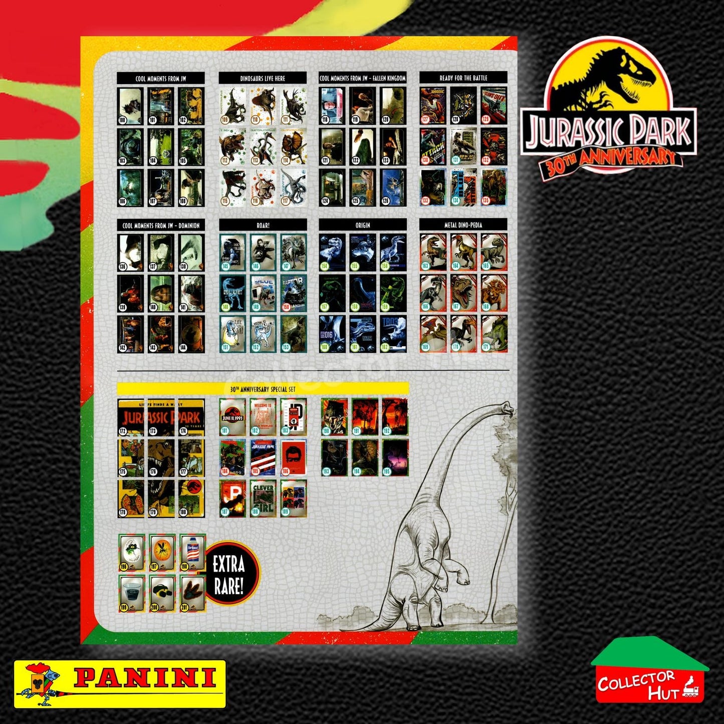 Jurassic World 30th Anniversary Trading Card Collection BASE CARDS #1-195